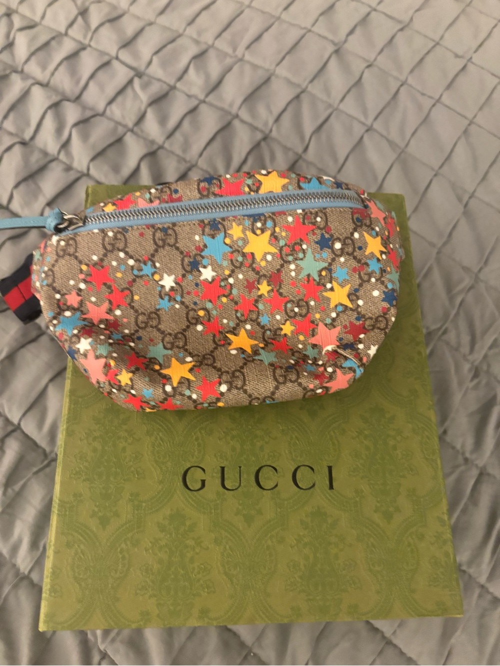 Gucci Multicolor Star GG Canvas Pouch - Blue Interior